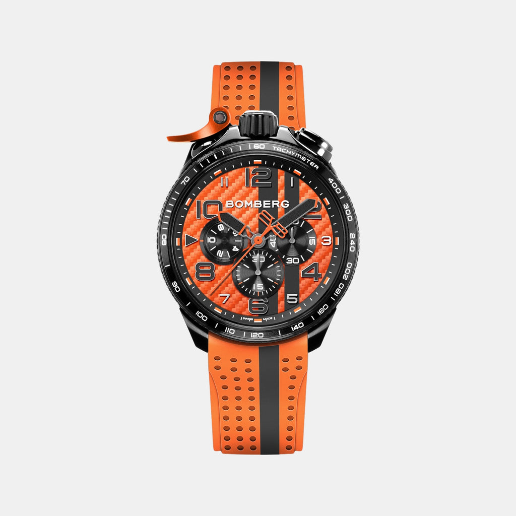 Racing Carbon Men Quartz Orange Dial Chronograph Silicone Watch BS45CHPBA.059-31.12