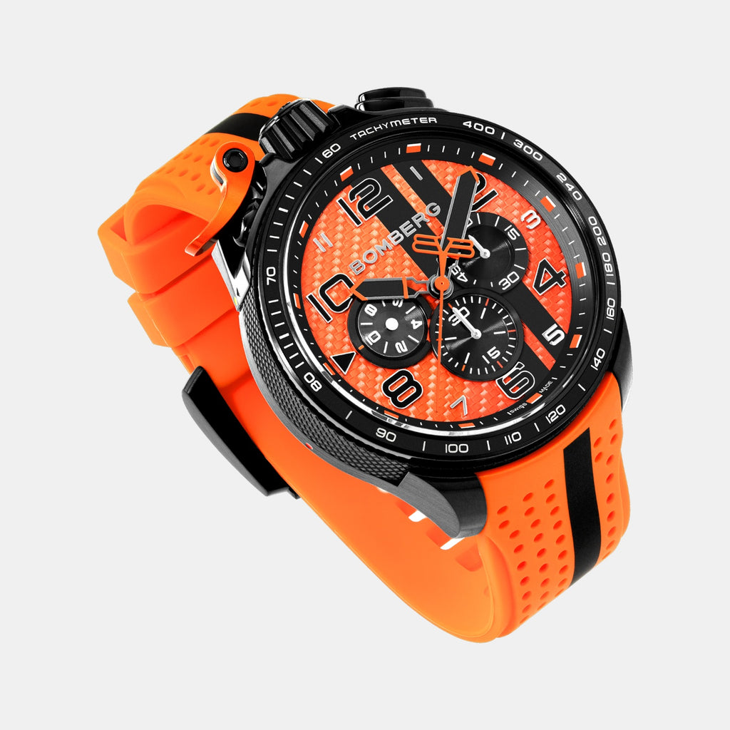 Racing Carbon Men Quartz Orange Dial Chronograph Silicone Watch BS45CHPBA.059-31.12
