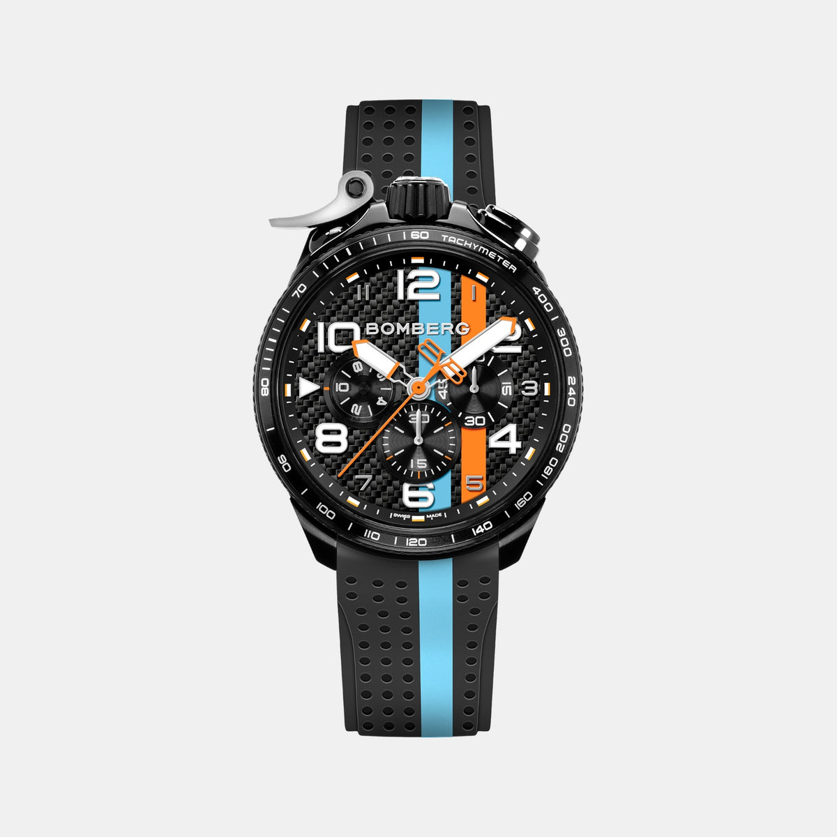 Racing Carbon Men Quartz Black Dial Chronograph Silicone Watch BS45CHPBA.059-6.2.12