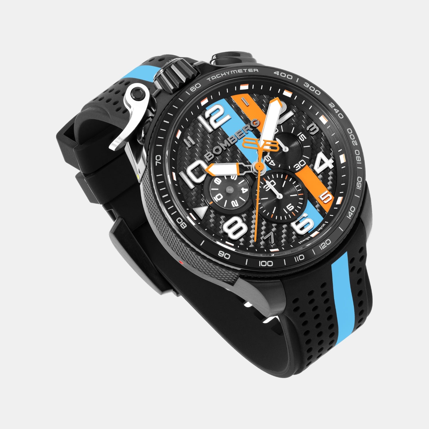 Racing Carbon Men Quartz Black Dial Chronograph Silicone Watch BS45CHPBA.059-6.2.12