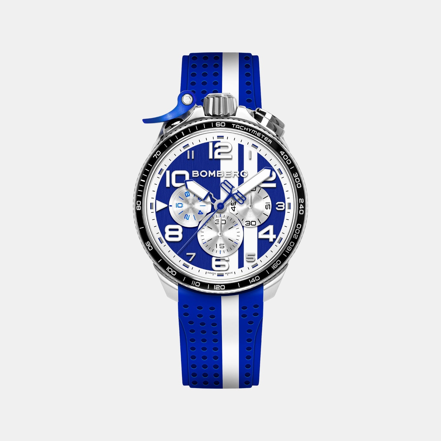 Racing Muscle Men Quartz Blue Dial Chronograph Silicone Watch BS45CHSP.059-21.12