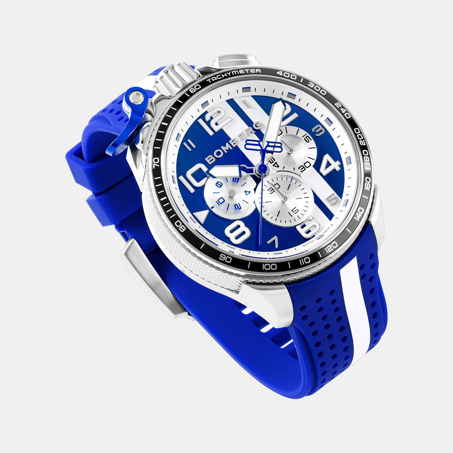 Racing Muscle Men Quartz Blue Dial Chronograph Silicone Watch BS45CHSP.059-21.12