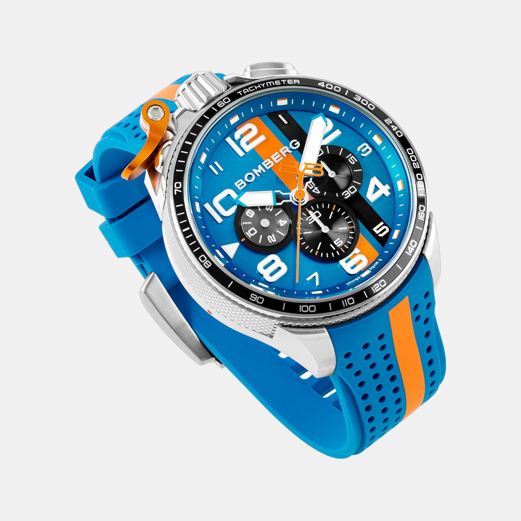 Racing Muscle Men Quartz Blue Dial Chronograph Silicone Watch BS45CHSP.059-22.12