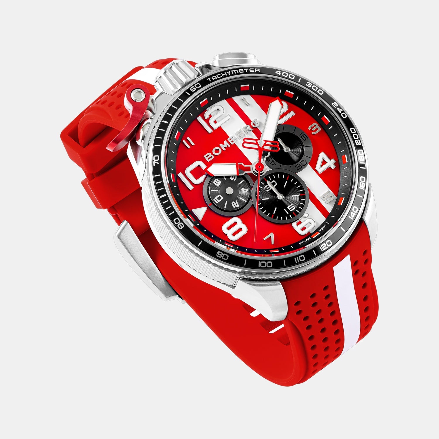 Racing Muscle Men Quartz Red Dial Chronograph Silicone Watch BS45CHSP.059-23.12
