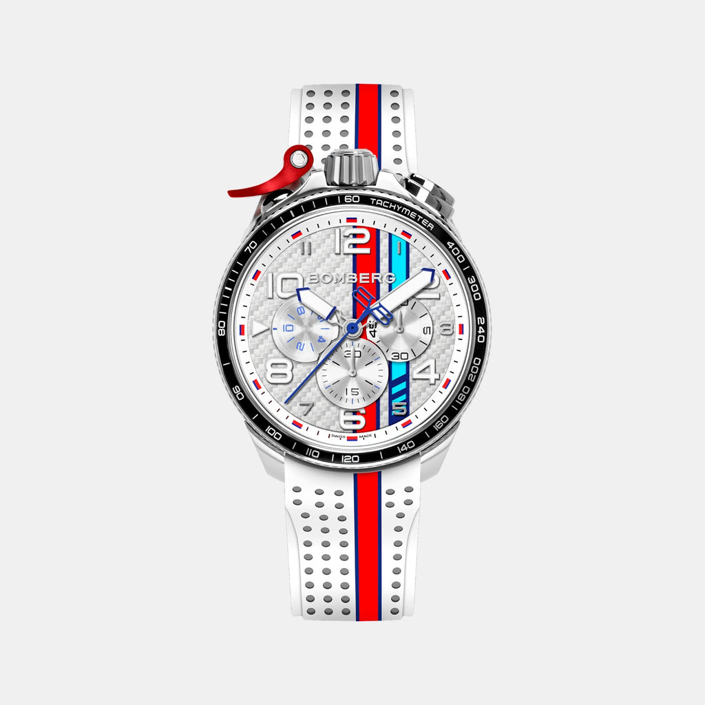 Racing Carbon Men Quartz White Dial Chronograph Silicone Watch BS45CHSP.059-32.12