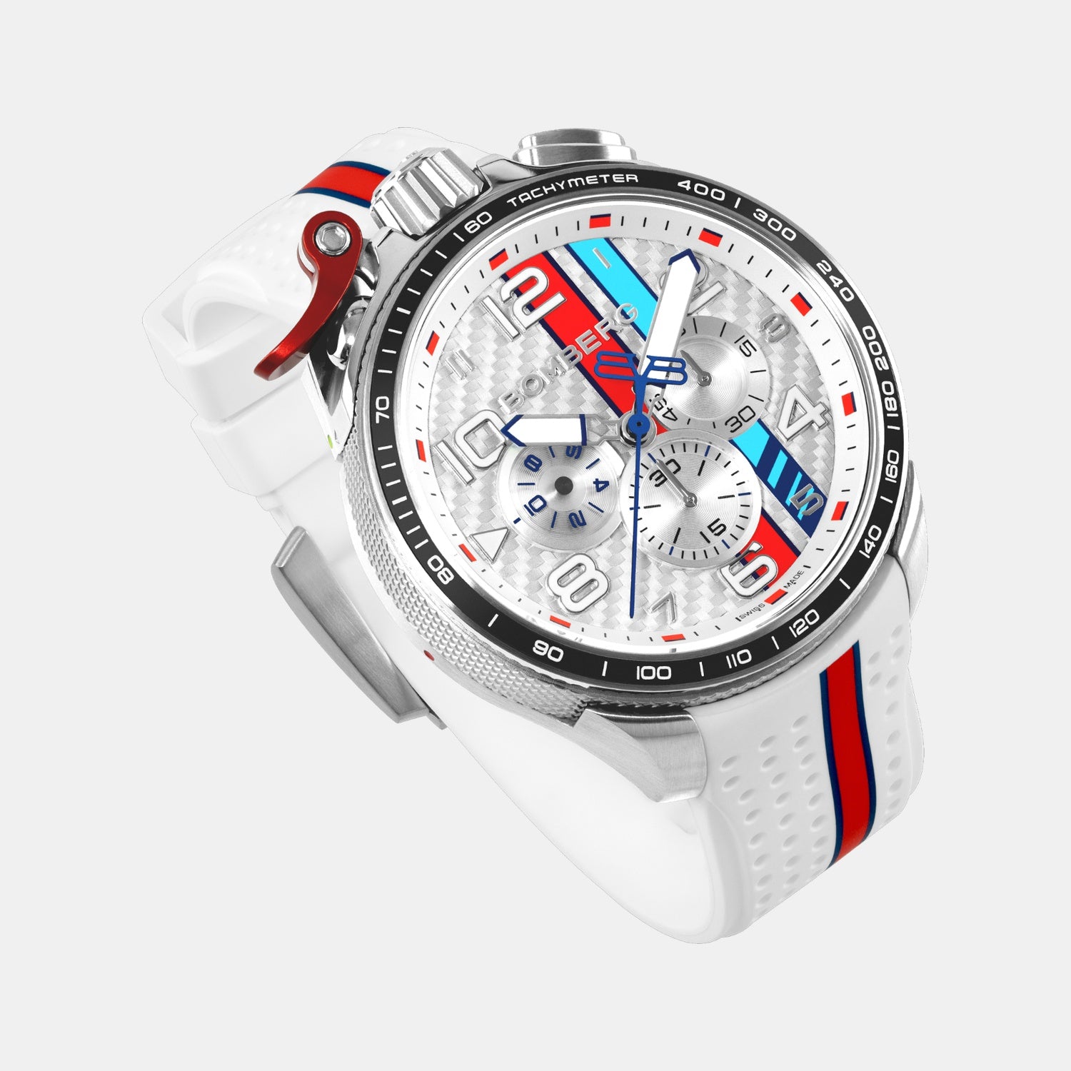 Racing Carbon Men Quartz White Dial Chronograph Silicone Watch BS45CHSP.059-32.12