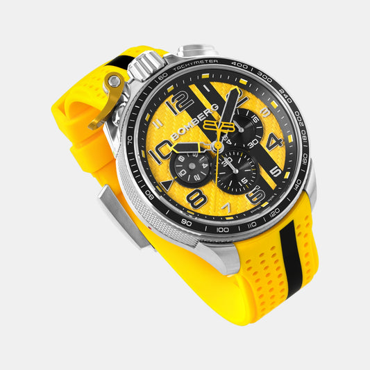 Racing Carbon Men Quartz Yellow Dial Chronograph Silicone Watch BS45CHSP.059-33.12