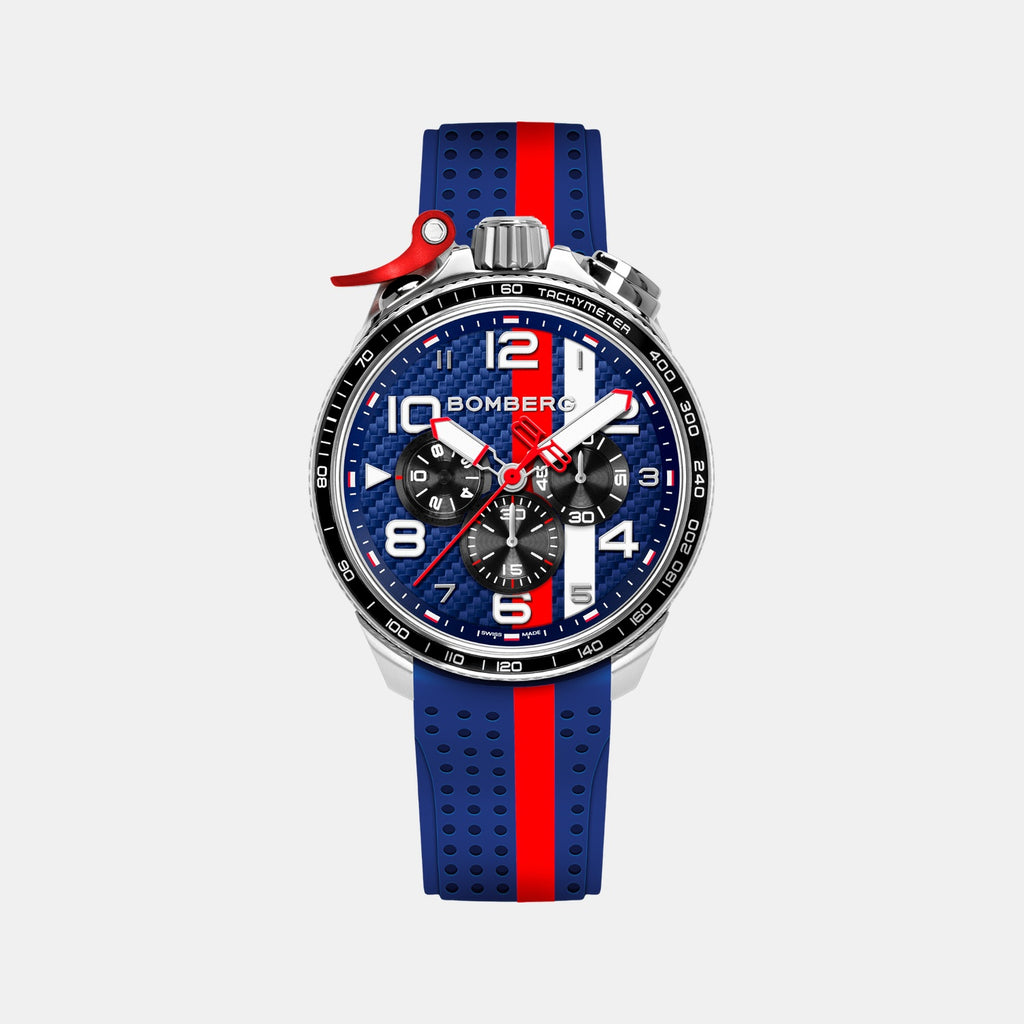 Racing Carbon Men Quartz Blue Dial Chronograph Silicone Watch BS45CHSP.059-8.2.12