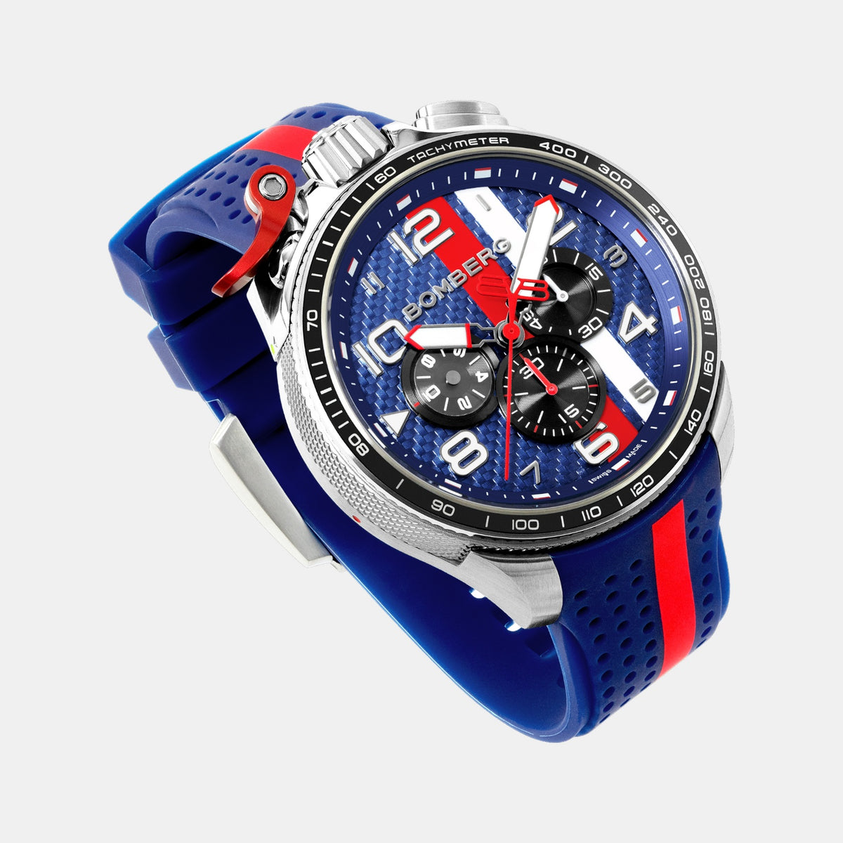Racing Carbon Men Quartz Blue Dial Chronograph Silicone Watch BS45CHSP.059-8.2.12