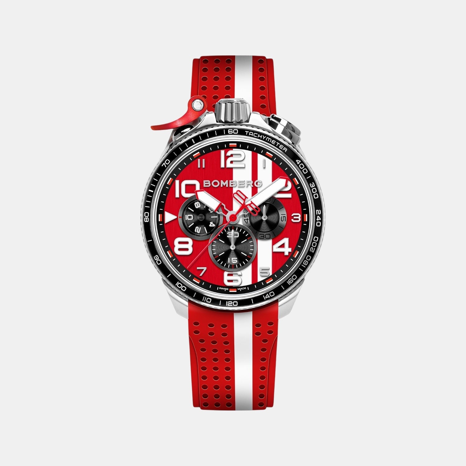 Racing Muscle Men Quartz Red Dial Chronograph Silicone Watch BS45CHSP.059-23.12