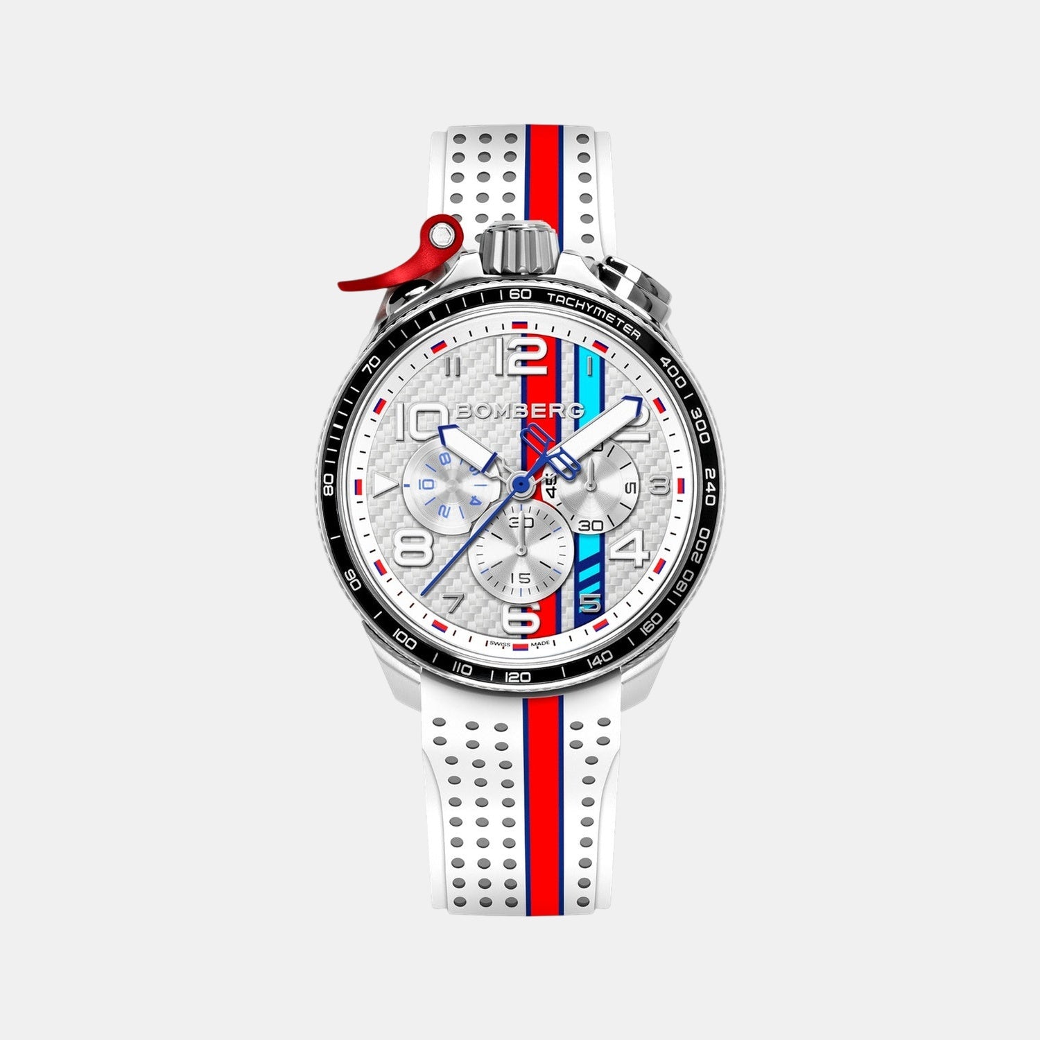 Racing Carbon Men Quartz White Dial Chronograph Silicone Watch BS45CHSP.059-32.12