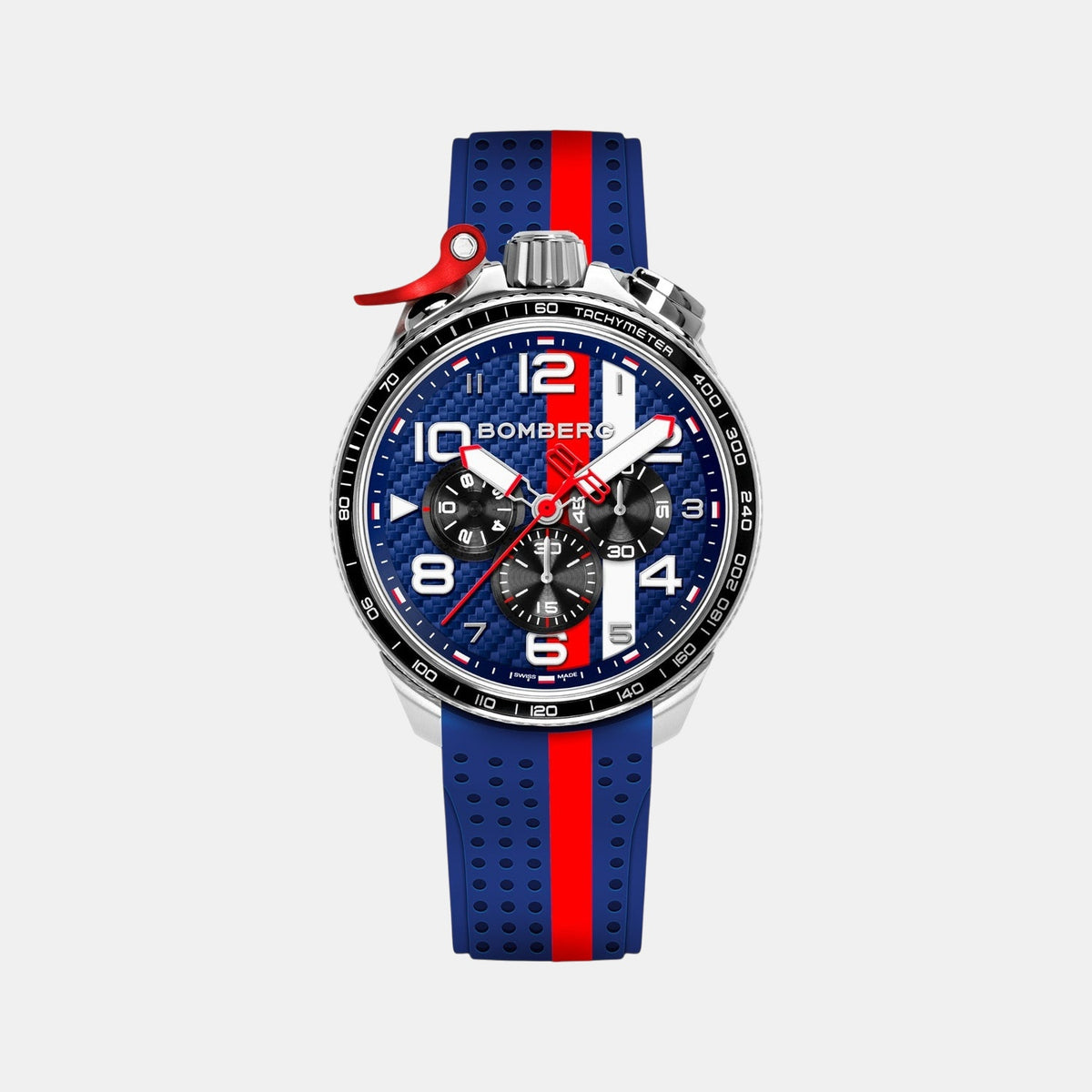 Racing Carbon Men Quartz Blue Dial Chronograph Silicone Watch BS45CHSP.059-8.2.12