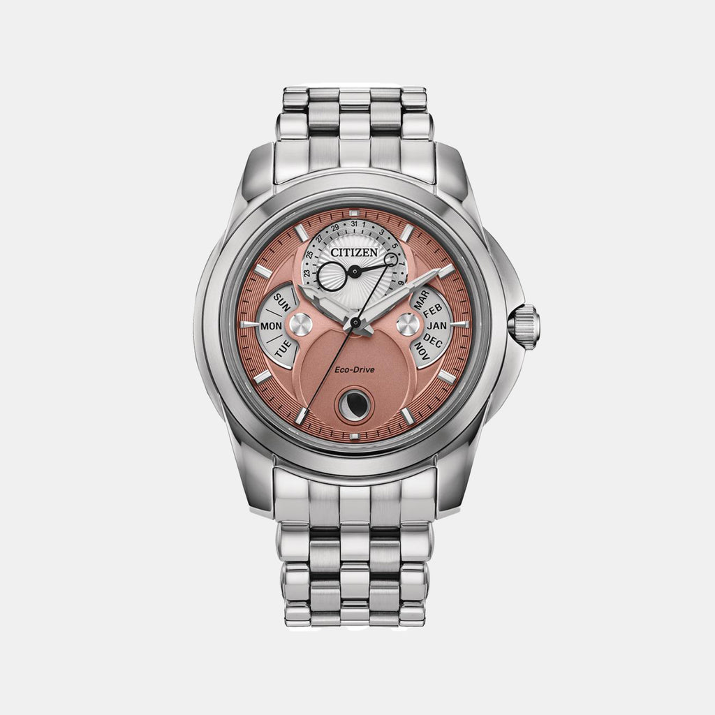 Calendrier Men Quartz Pink Dial Analog Stainless Steel Watch BU0080-52X
