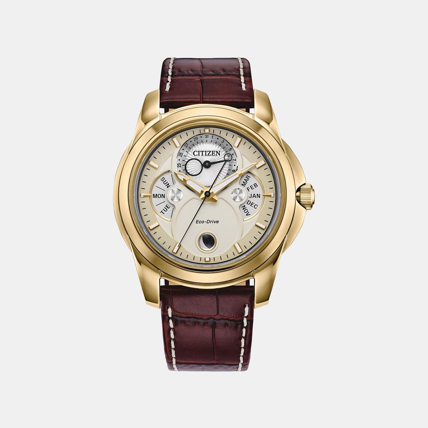 Classic Dream Men Quartz Ivory Dial Analog Leather Watch BU0082-06P