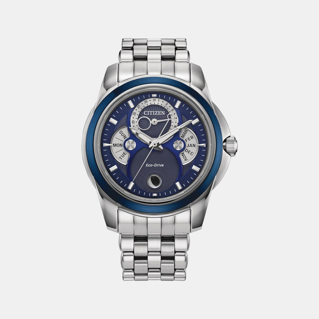 Calendrier Men Eco-Drive Blue Dial Analog Stainless Steel Watch BU0088-51H