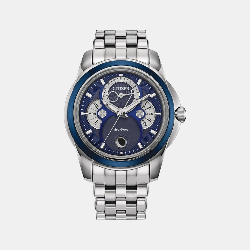 Calendrier Men Eco-Drive Blue Dial Analog Stainless Steel Watch BU0088-51H