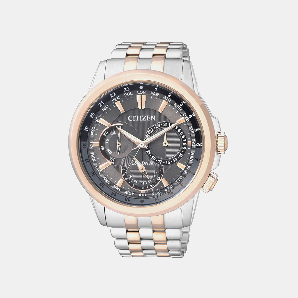 Eco-Drive Men Quartz Silver Dial Chronograph Stainless Steel Watch BU2026-65H