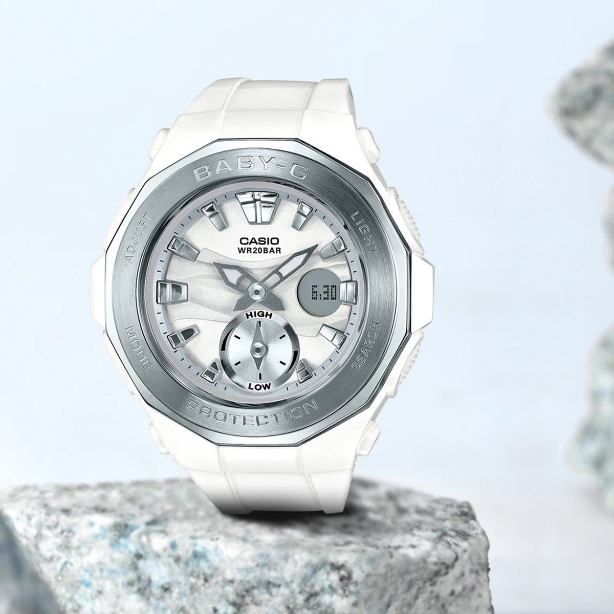 Baby-G Women Quartz White Dial Analog-Digital Resin Watch BX059