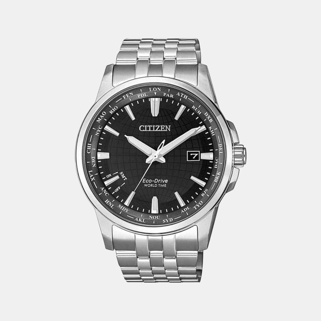 Eco-Drive Men Black Dial Analog Stainless Steel Watch BX1001-89E