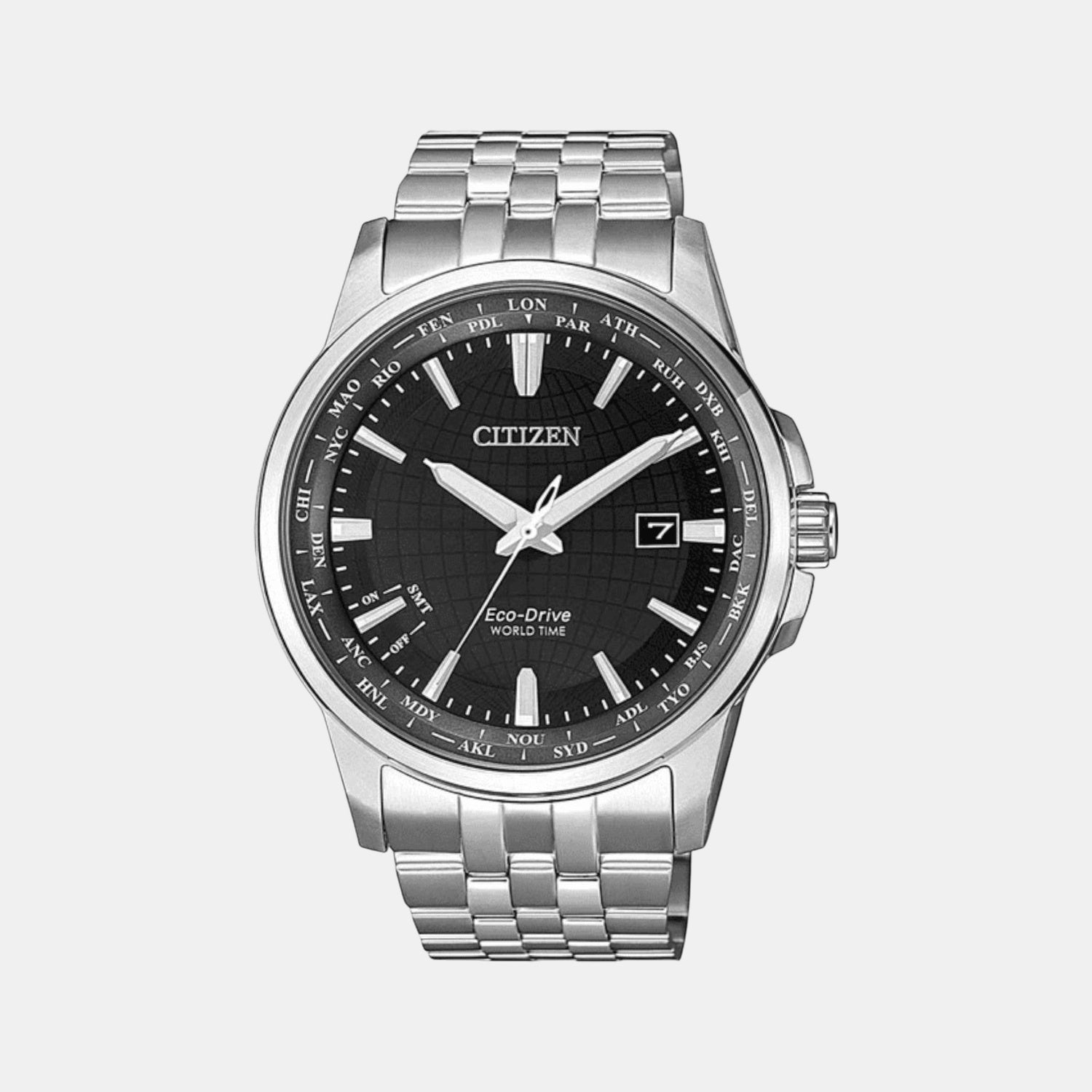 Eco-Drive Men Black Dial Analog Stainless Steel Watch BX1001-89E