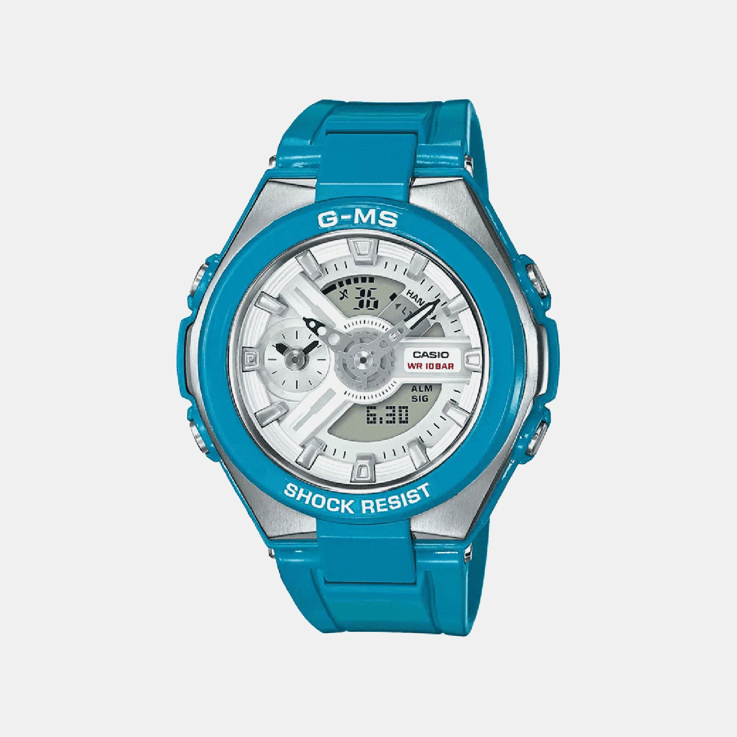 Baby-G Women Quartz Silver Dial Analog-Digital Resin Watch BX113 MSG-400-2ADR