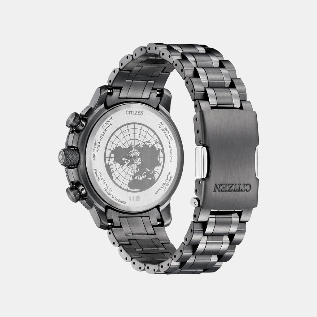 Promaster Eco-Drive Men Quartz Black Dial Chronograph Stainless Steel Watch BY3005-56G
