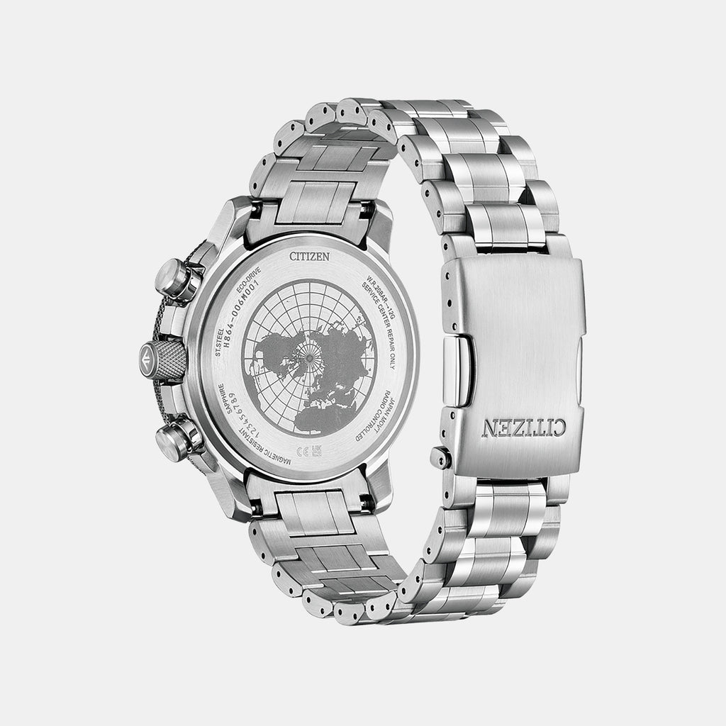 Promaster Eco-Drive Men Quartz Black Dial Chronograph Stainless Steel Watch BY3006-53E