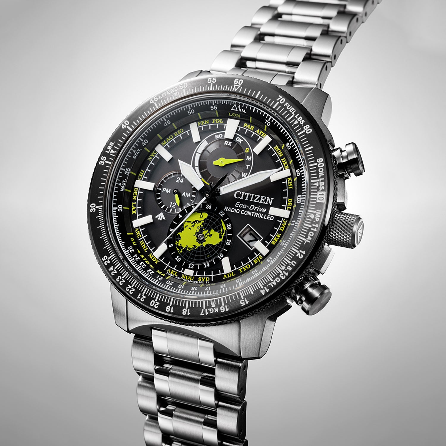 Promaster Eco-Drive Men Quartz Black Dial Chronograph Stainless Steel Watch BY3006-53E