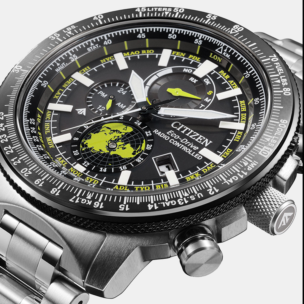 Promaster Eco-Drive Men Quartz Black Dial Chronograph Stainless Steel Watch BY3006-53E