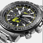 Promaster Eco-Drive Men Quartz Black Dial Chronograph Stainless Steel Watch BY3006-53E