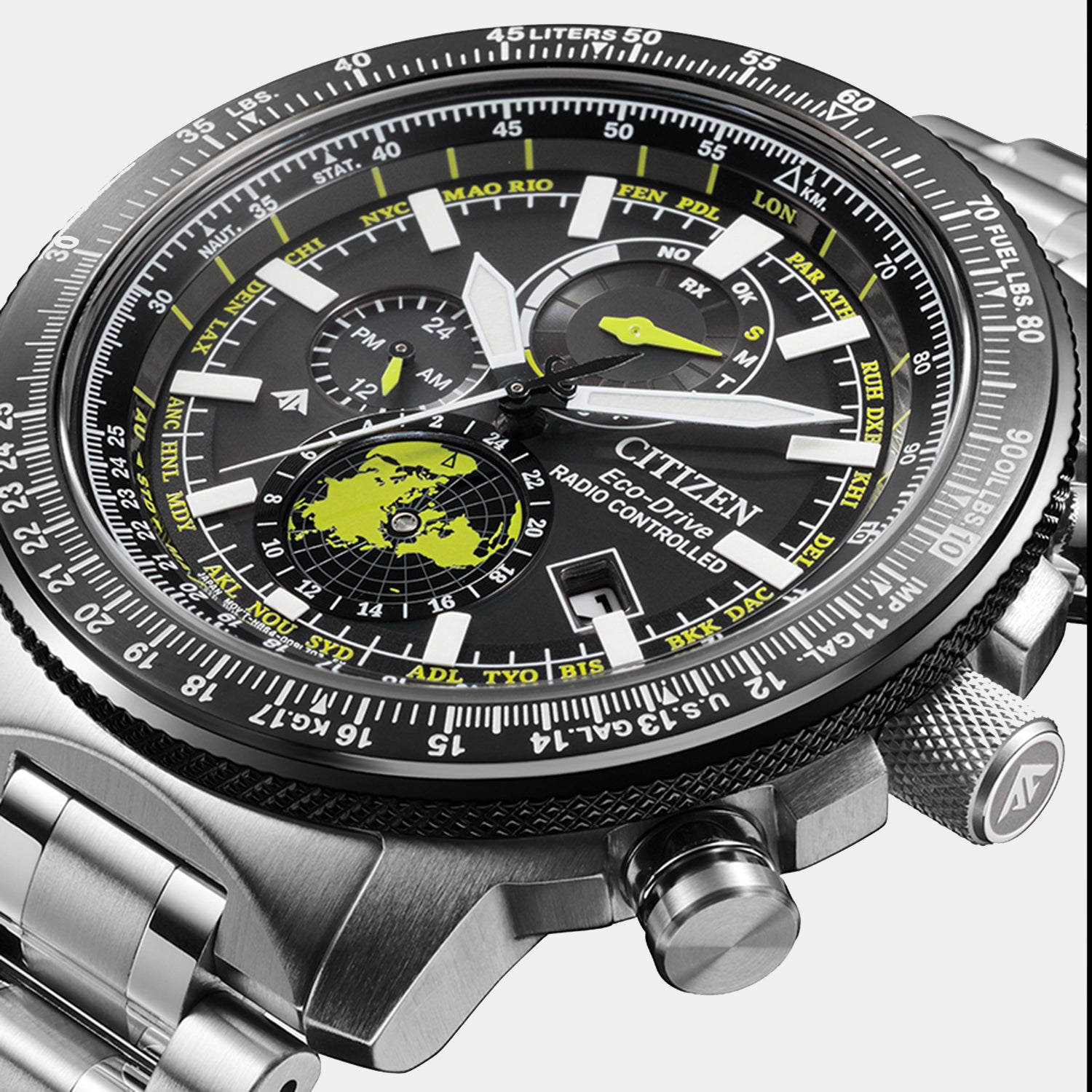 Promaster Eco-Drive Men Quartz Black Dial Chronograph Stainless Steel Watch BY3006-53E