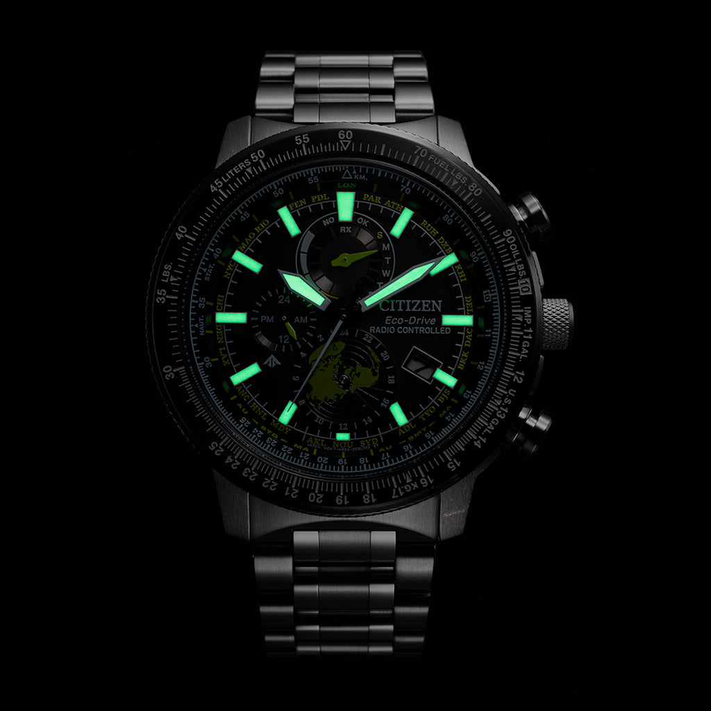 Promaster Eco-Drive Men Quartz Black Dial Chronograph Stainless Steel Watch BY3006-53E