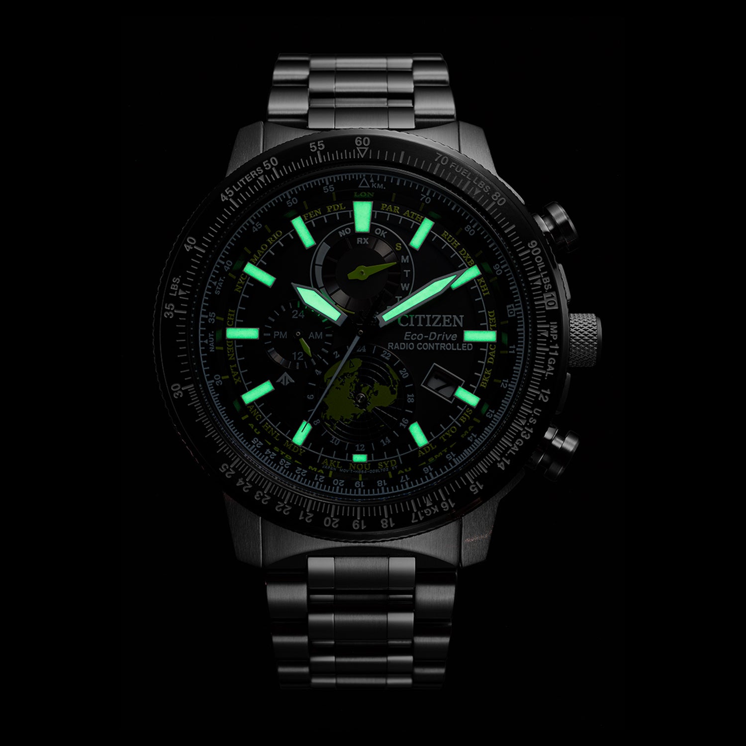 Promaster Eco-Drive Men Quartz Black Dial Chronograph Stainless Steel Watch BY3006-53E
