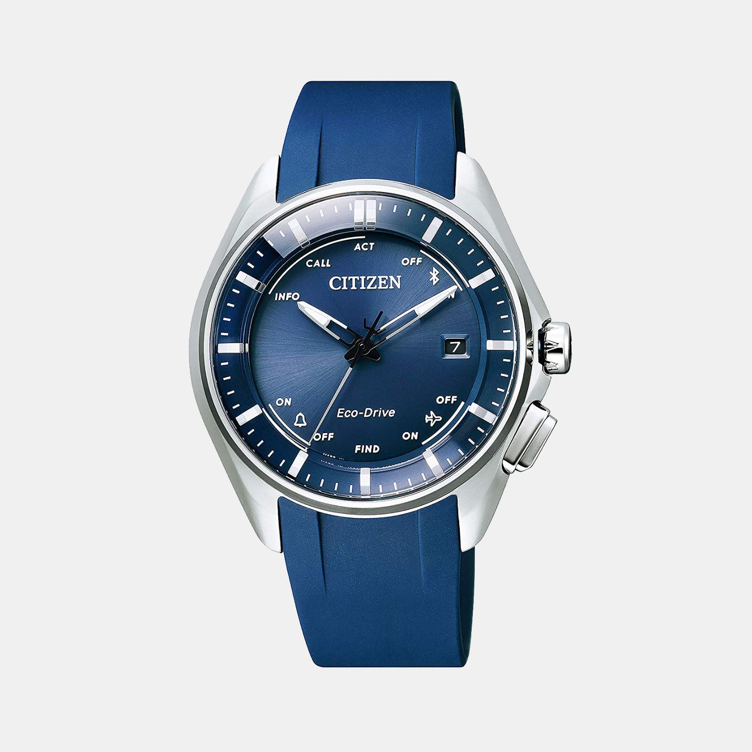 Men Eco-Drive Blue Dial Analog Rubber Watch BZ4000-07L