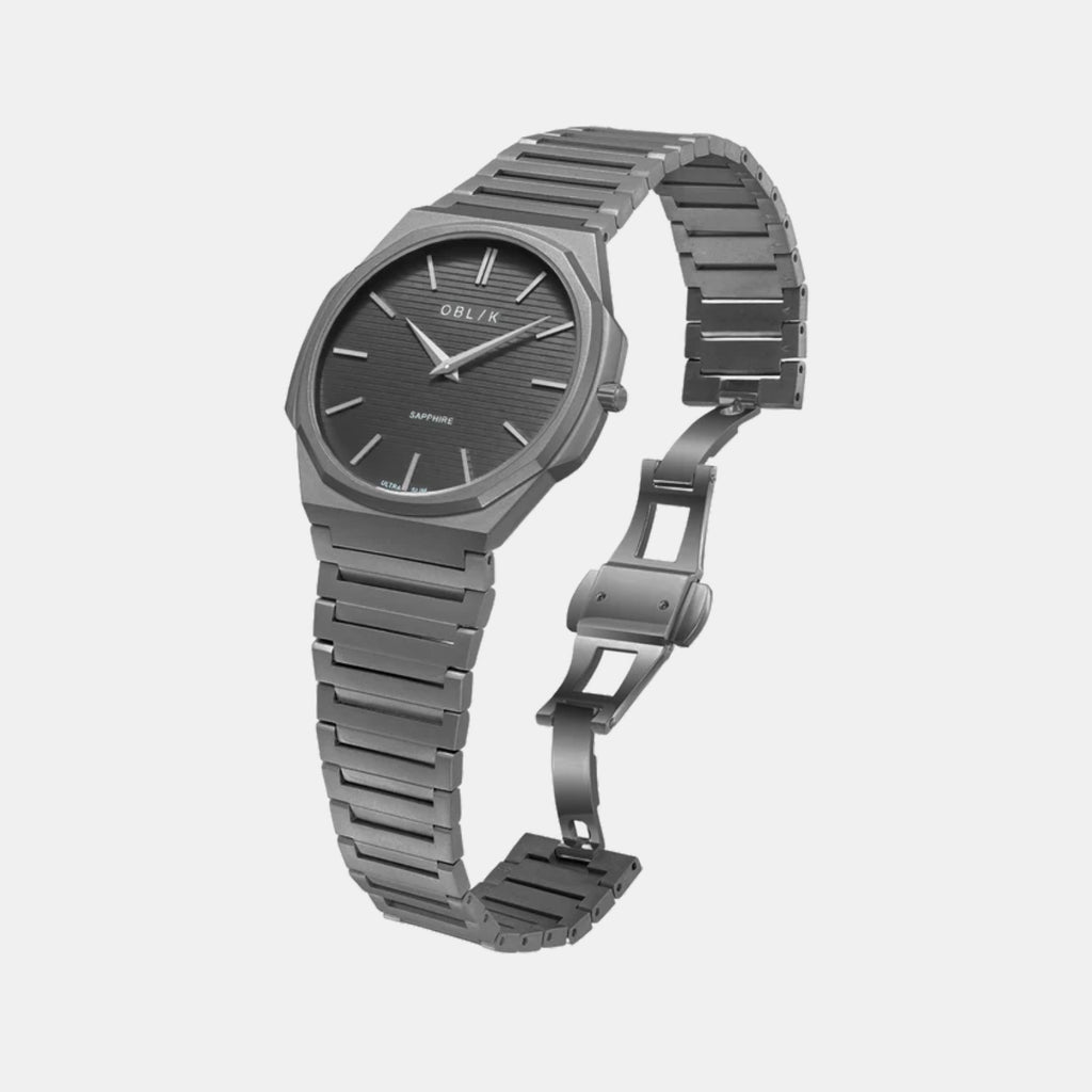 Blade Ultra Slim-GM Men Quartz Black Dial Analog Stainless Steel Watch