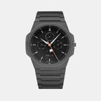 Blade Lunar Calendar-GM Moonphase Men Quartz Black Dial Multi-Function Stainless Steel Watch