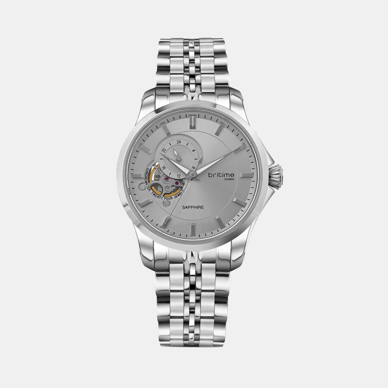 Men Automatic Grey Dial Analog Metal Watch 166-M11501