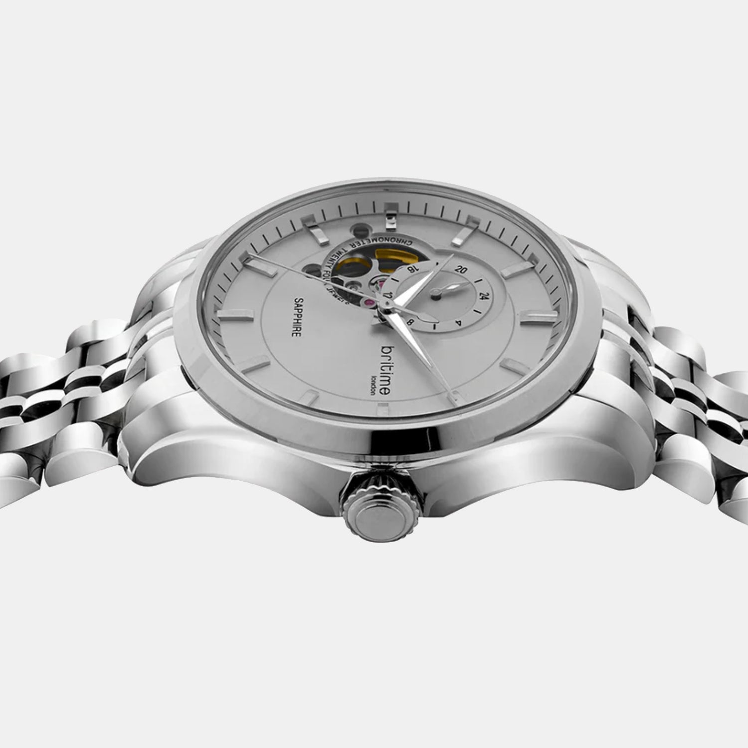Men Automatic Grey Dial Analog Metal Watch 166-M11501