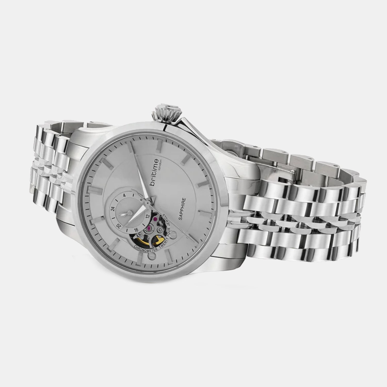 Men Automatic Grey Dial Analog Metal Watch 166-M11501