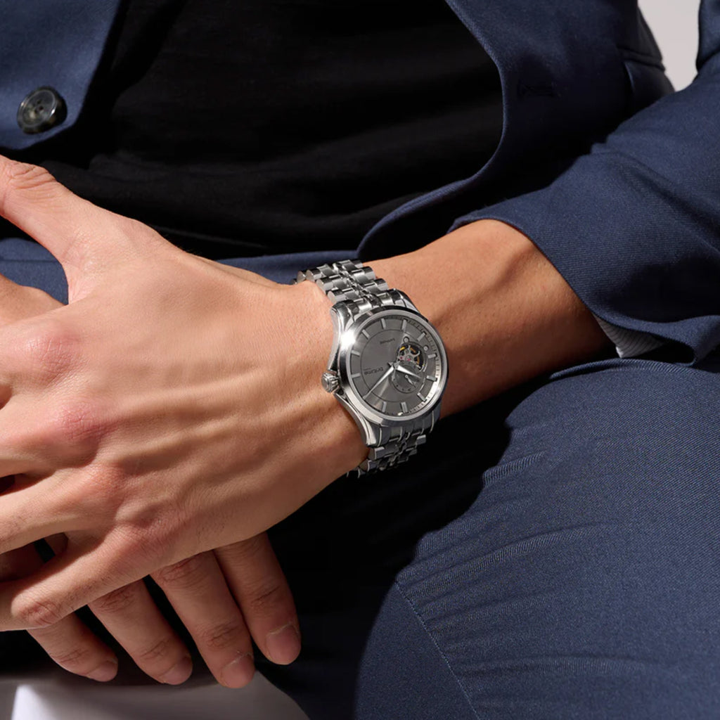 Men Automatic Grey Dial Analog Metal Watch 166-M11501