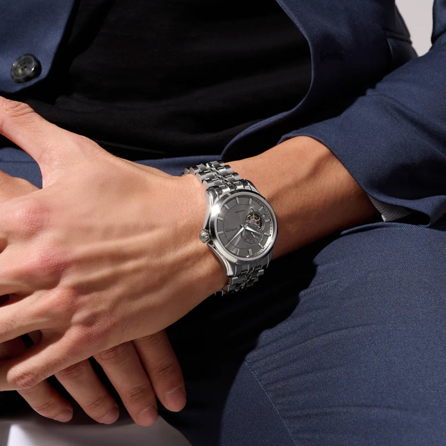 Men Automatic Grey Dial Analog Metal Watch 166-M11501