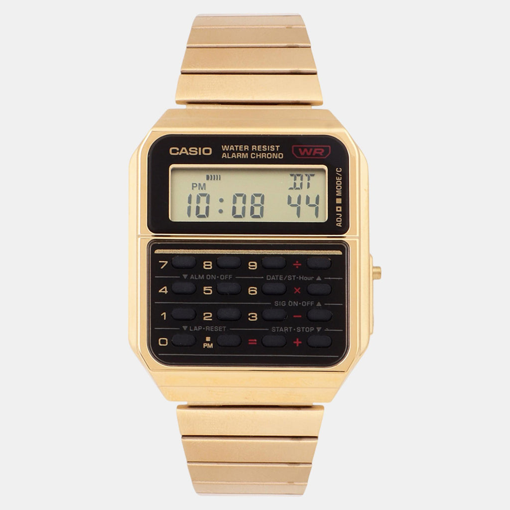 Vintage Unisex Quartz Gold Dial Digital Stainless Steel Watch C011