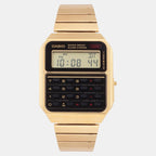 Vintage Unisex Quartz Gold Dial Digital Stainless Steel Watch C011