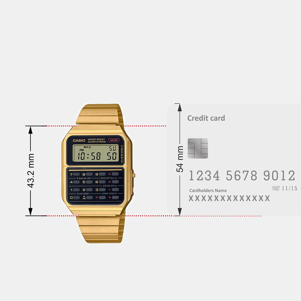 Vintage Unisex Quartz Gold Dial Digital Stainless Steel Watch C011