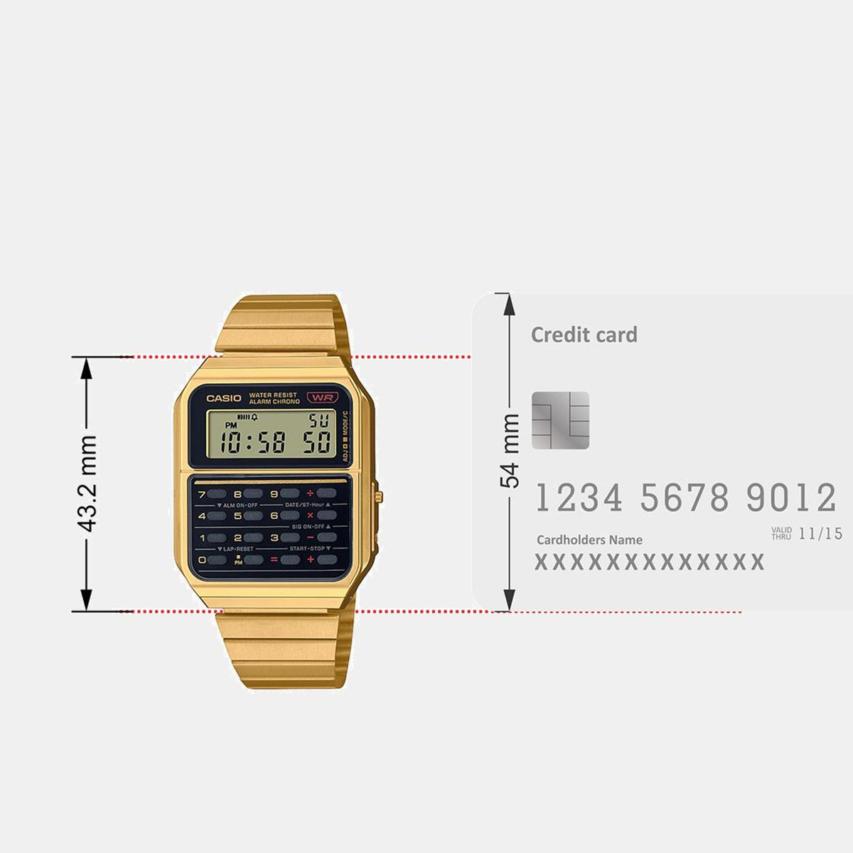Vintage Unisex Quartz Gold Dial Digital Stainless Steel Watch C011