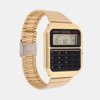 Vintage Unisex Quartz Gold Dial Digital Stainless Steel Watch C011