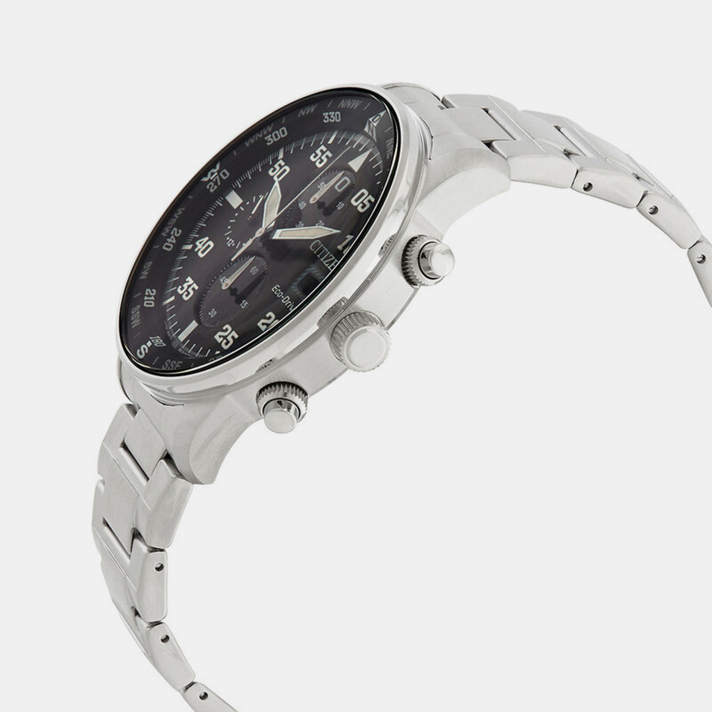 Eco-Drive Men Quartz Black Dial Chronograph Stainless Steel Watch CA0690-88E