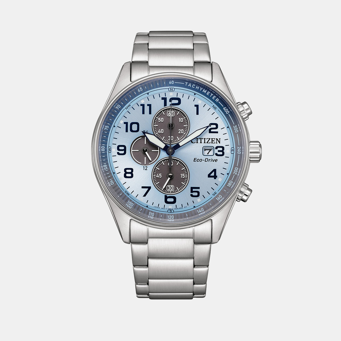 Men Eco-Drive Light Blue Dial Chronograph Stainless Steel Watch CA0770-72M