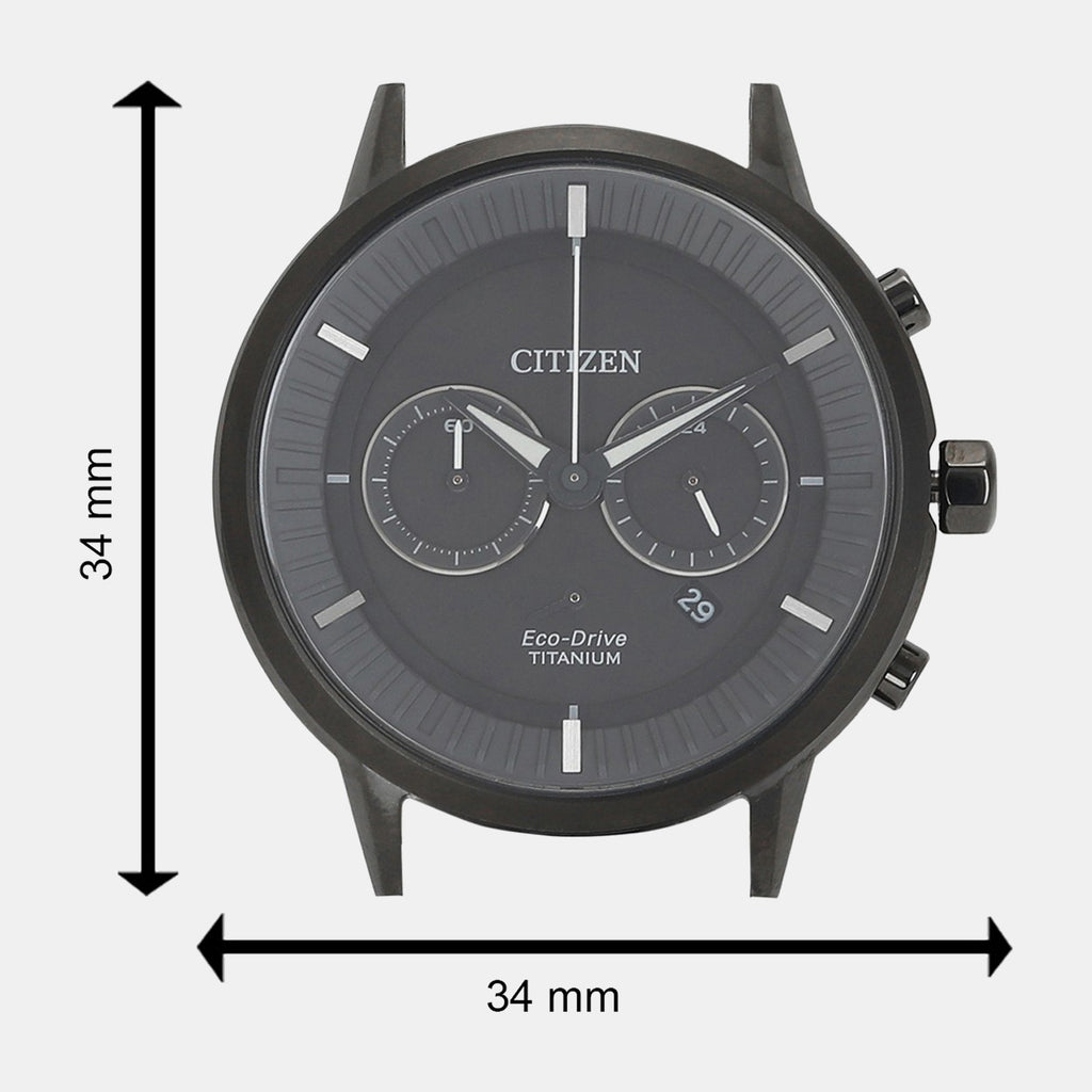 Men Quartz Eco-Drive Grey Dial Chronograph Rubber Watch CA4405-17H
