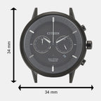 Men Quartz Eco-Drive Grey Dial Chronograph Rubber Watch CA4405-17H
